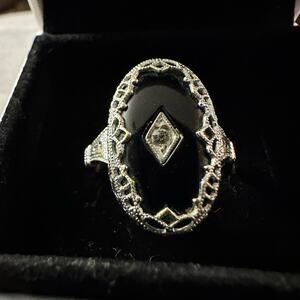 Platinum Plated Vintage Art Deco Ring- 5.5